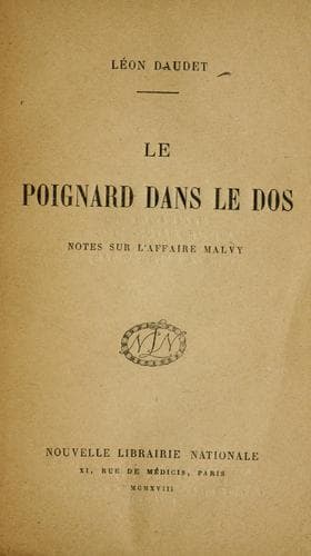 Tapa de Le poignard dans le dos