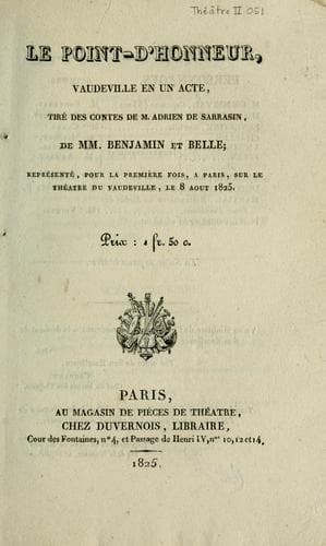 Tapa de Le point-d'honneur