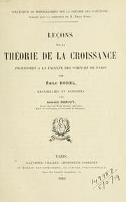 Tapa de Leçons sur la théorie de la croissance professées à la Faculté des sciences de Paris