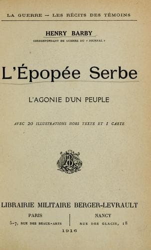 Tapa de L' épopée serbe