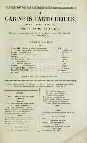 Tapa de Les cabinets particuliers