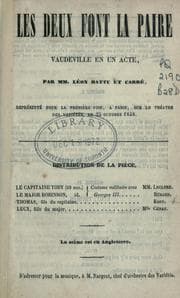 Tapa de Les deux font la paire, vaudeville en un acte