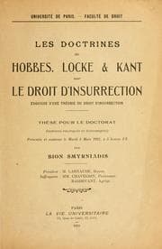 Tapa de Les doctrines de Hobbes, Locke & Kant sur le droit d'insurrection, esquisse d'une théorie du droit d'insurrection