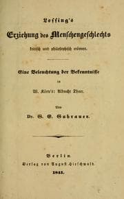 Tapa de Lessing's Erziehung des Menschengeschlechts kritisch und philosphisch erörtert