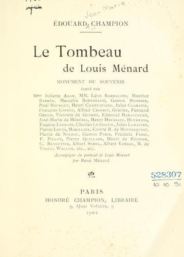 Tapa de tombeau de Louis Ménard