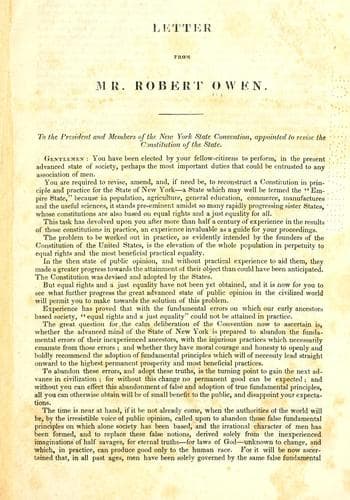 Tapa de Letter from Mr. Robert Owen