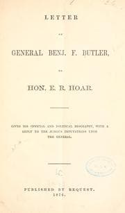 Tapa de Letter of General Benj. F. Butler, to Hon. E. R. Hoar