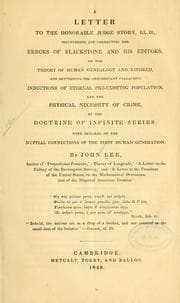 Tapa de A letter to the Honorable Judge Story, LL. D., discovering and correcting the errors of Blackstone and his editors