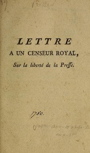 Tapa de Lettre à un censeur royal