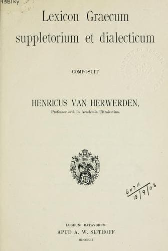 Tapa de Lexicon graecum suppletorium et dialecticum