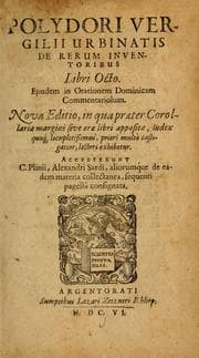 Tapa de Polydori Vergilii Urbinatis de rerum inventoribus, libri octo