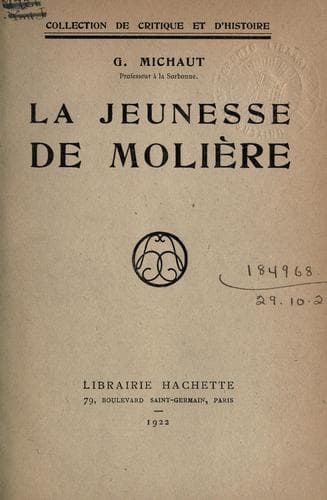 Tapa de La jeunesse de Molière