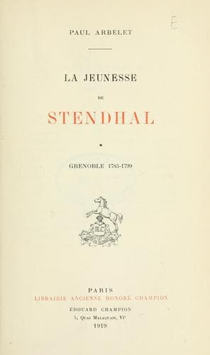 Tapa de jeunesse de Stendhal.