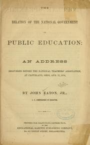 Tapa de The relation of the national government to public education