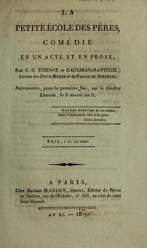Tapa de La petite école des pères