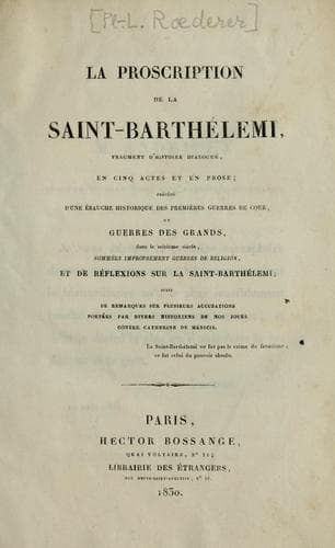 Tapa de La proscription de la Saint-Barthélemi