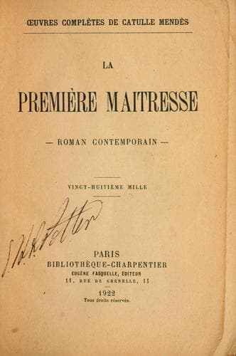 Tapa de La premi`ere maitresse