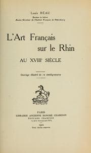 Tapa de L'art français sur le Rhin au 18e siècle