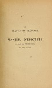 Tapa de La traduction française du Manuel d'Épictète, d'André de Rivaudeau au XVIe siècle