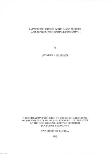 Tapa de Lattice structures in the image alegebra and applications to image processing