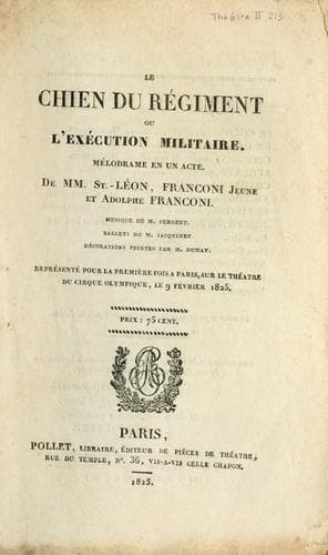 Tapa de Le chien du régiment, ou, L'exécution militaire