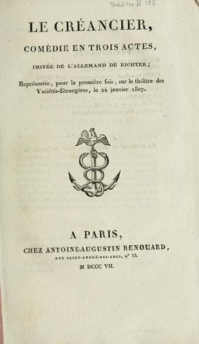 Tapa de Le Créancier