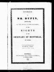 Tapa de Opinion of Mr. Dupin, advocate of the Royal court of Paris, on the rights of the Seminary of Montreal, in Canada, Paris 1826