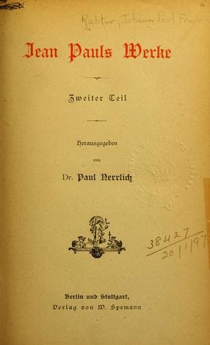 Tapa de Jean Pauls Werke