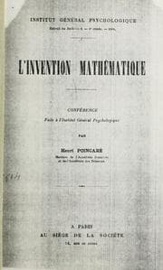 Tapa de L' invention mathématique, conférence faite à l'Institut général psychologique