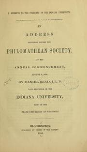 Tapa de A memento to the students of the Indiana university