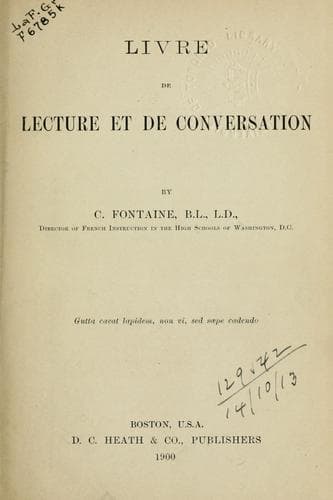 Tapa de Livre de lecture et de conversation