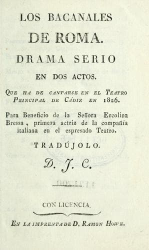 Tapa de Los Bacanales de Roma