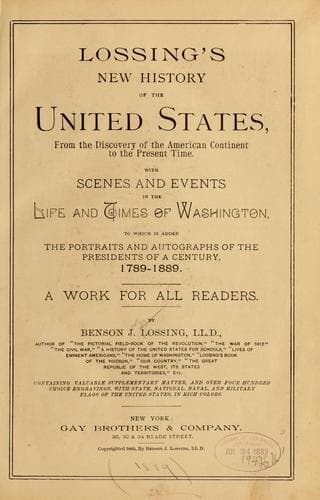 Tapa de Lossing's new history of the United States, from the discovery of the American continent to the present time