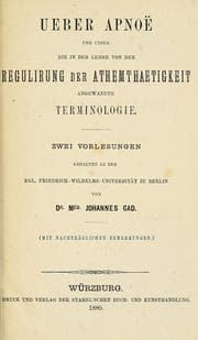 Tapa de Ueber Apnoë und über die in der Lehre von der Regulirung der Athemthaetigkeit angewandte Terminologie