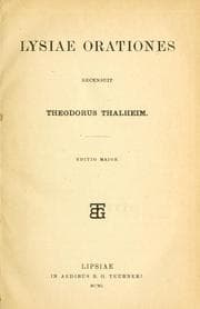 Tapa de Lysiae Orationes recensuit Theodorus Thalheim