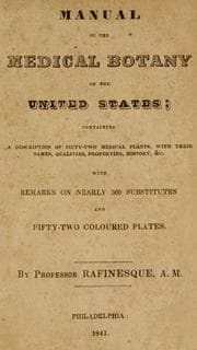 Tapa de Manual of the medical botany of the United States / by Rafinesque, A.M