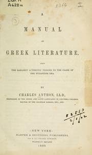 Tapa de A manual of Greek literature