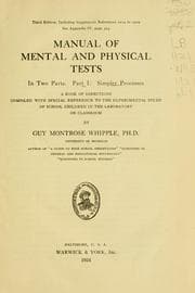 Tapa de Manual of Mental and Physical Tests: In Two Parts : a Book of Directions ..