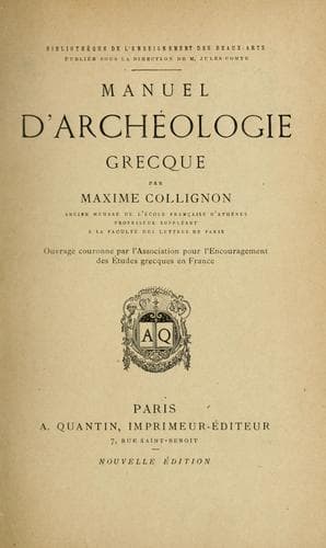 Tapa de Manuel d'archéologie grecque