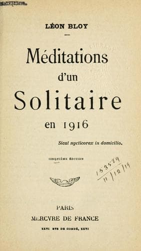 Tapa de Méditations d'un solitaire en 1916.