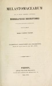 Tapa de Melastomacearum, quae in Musaeo Parisiensi continentur monographicae descriptionis et secundum affinitates distributionis tentamen