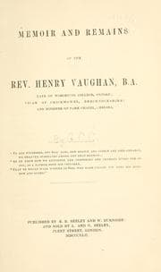 Tapa de Memoir and remains of the Rev. Henry Vaughan, B.A