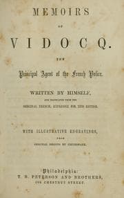 Tapa de Memoirs of Vidocq, principal agent of the French police until 1827