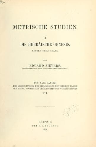 Tapa de Metrische Studien