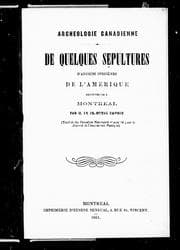 Tapa de De quelques sépultures d'anciens indigènes de l'Amérique découvertes à Montréal