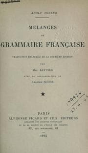 Tapa de Mélanges de grammaire française