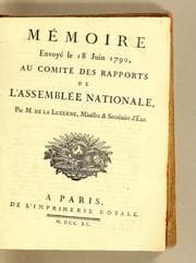 Tapa de Mémoire envoyé le 18 juin 1790, au Comité des rapports de l'Assemblée Nationale
