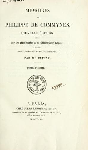 Tapa de Mémoires de Philippe de Commynes