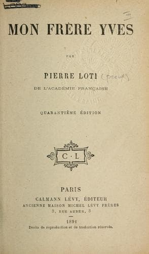 Tapa de Mon frére Yves [par] Pierre Loti.