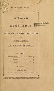 Tapa de A monograph of the Limniades and other freshwater univalve shells of North America